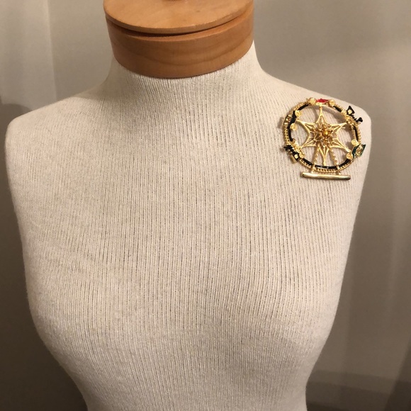 Vintage Goldtone Ferris Wheel Pin with Cars & Trains - Picture 7 of 16